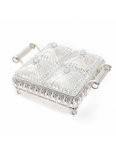 Vassoio da portata con 4/6 scomparti in cristallo Argento per snack divisi frutta secca