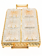 Vassoio da portata con 6 o 4 scomparti in cristallo Oro elegante adatto per snack divisi tipo frutta secca-biscotti
