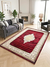 Tappeto Regalità Damascata 200x280cm - Sfarzo Oro e Rosso Intenso
