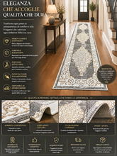 Passatoia Eleganza Argentea - Damascata Grigio e Oro 80x300 cm