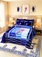 Coperta Matrimoniale 8KG Blu Elettrico con Iris Rosa - 220x240 cm