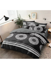 Completo 4pz lenzuolo + copri cuscini + piumino con motivo