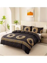 Completo 4pz lenzuolo + copri cuscini + piumino con motivo