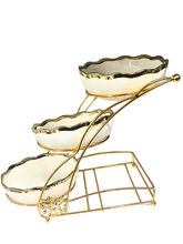 Separatore Portadolci farraka 3 scomparti in oro e argento in porcellana da tavola frutta secca dolci da servizio