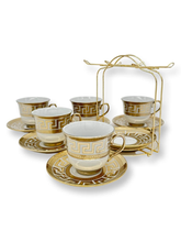 Set da tea 6 tazzine e 6 piattini da portata gold