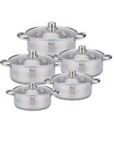 Royal Swiss Pan Set ® Batteria Set di 5 pentole Classiche Tutti i giorni- 10 pezzi - Acciaio Inossidabile