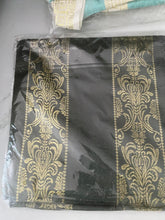 Coupon Tessuto 3 Metri Nero Grigio con Fasce Damascate Oro - tessuto da 3 metri