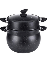 Couscoussiera Pentola per Cous Cous Cuscus Vaporiera a Induzione 6L 12L Antiaderente Nera