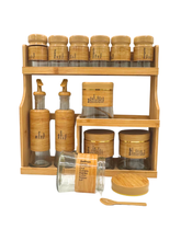 Set Di 10 Pezzi Di Barattoli Con 2 Bottiglie Di Olio Swissline in Legno