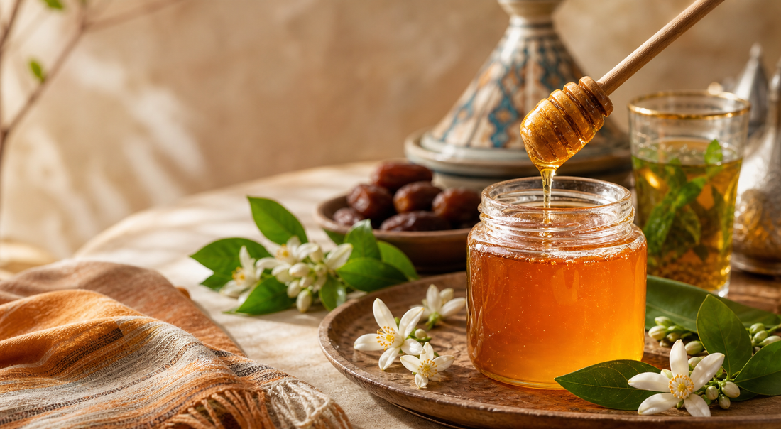 Miele di fiori d'arancio con zagara, datteri e tè marocchino
