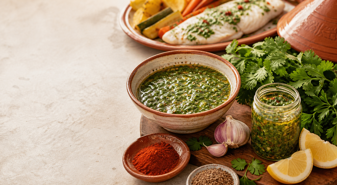 Chermoula marocchina con erbe, limone, cumino e paprika