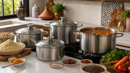 Pentole Eisenbach Professional in cucina marocchina con spezie e ingredienti Zahiali
