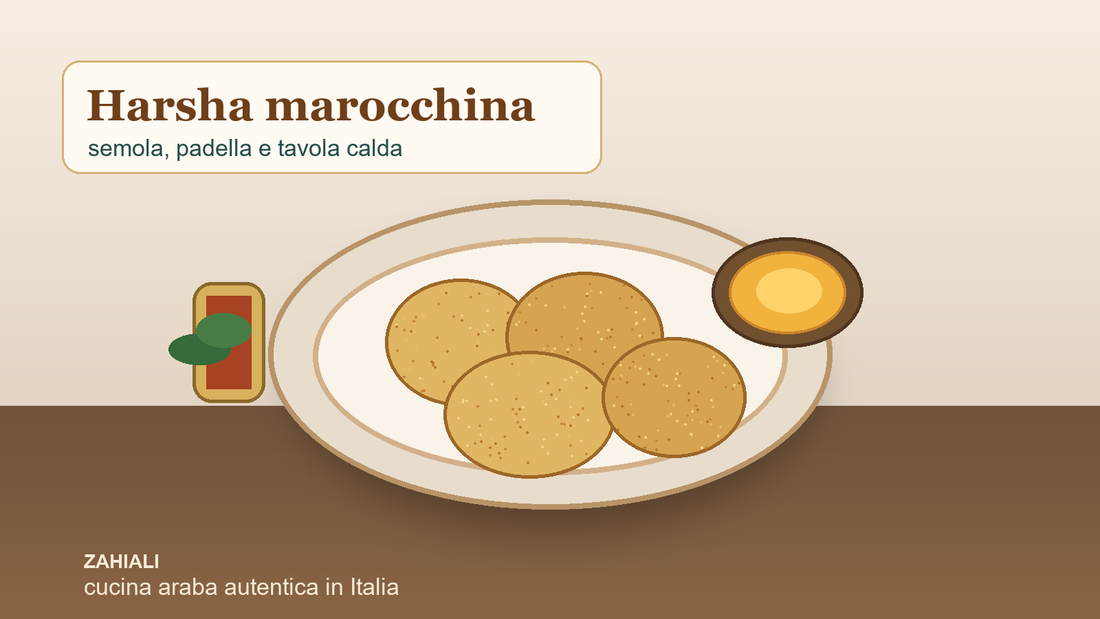 Harsha marocchina in padella con semola, miele e te per il blog Zahiali