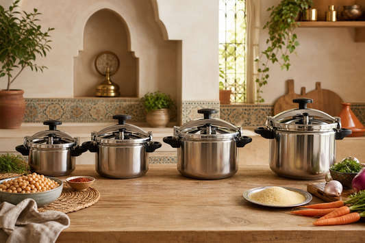 Pentole a pressione da 4L, 6L, 8L e 10L in una cucina araba