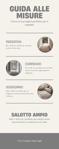 Guida alle misure del tappeto Zahiali: 80x300, 80x400, 200x300, 300x400 cm