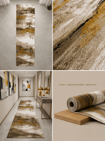 Tappeto Zahiali Sabbia Dorata - Tappeto Moderno Astratto per Soggiorno e Salotto | Antiscivolo e Lavabile | Beige, Sabbia e Oro