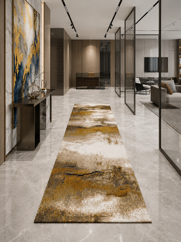 Tappeto Zahiali Sabbia Dorata - Tappeto Moderno Astratto per Soggiorno e Salotto | Antiscivolo e Lavabile | Beige, Sabbia e Oro