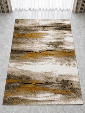 Tappeto Zahiali Sabbia Dorata - Tappeto Moderno Astratto per Soggiorno e Salotto | Antiscivolo e Lavabile | Beige, Sabbia e Oro