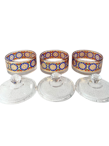 Set di 3 Barattoli in Vetro con Decori Geometrici