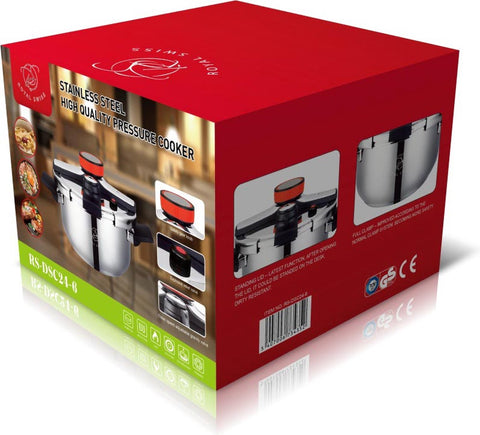 Royal Swiss Cocotte ® Pentola a pressione e cous cous 2 In 1 in acciaio inossidabile - Apertura automatica moderna - Capacità 10L - Qualità Premium Cottura Facile e Veloce