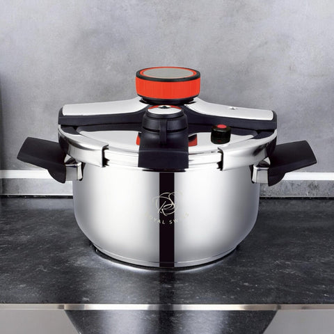 Royal Swiss Cocotte ® Pentola a pressione e cous cous 2 In 1 in acciaio inossidabile - Apertura automatica moderna - Capacità 10L - Qualità Premium Cottura Facile e Veloce