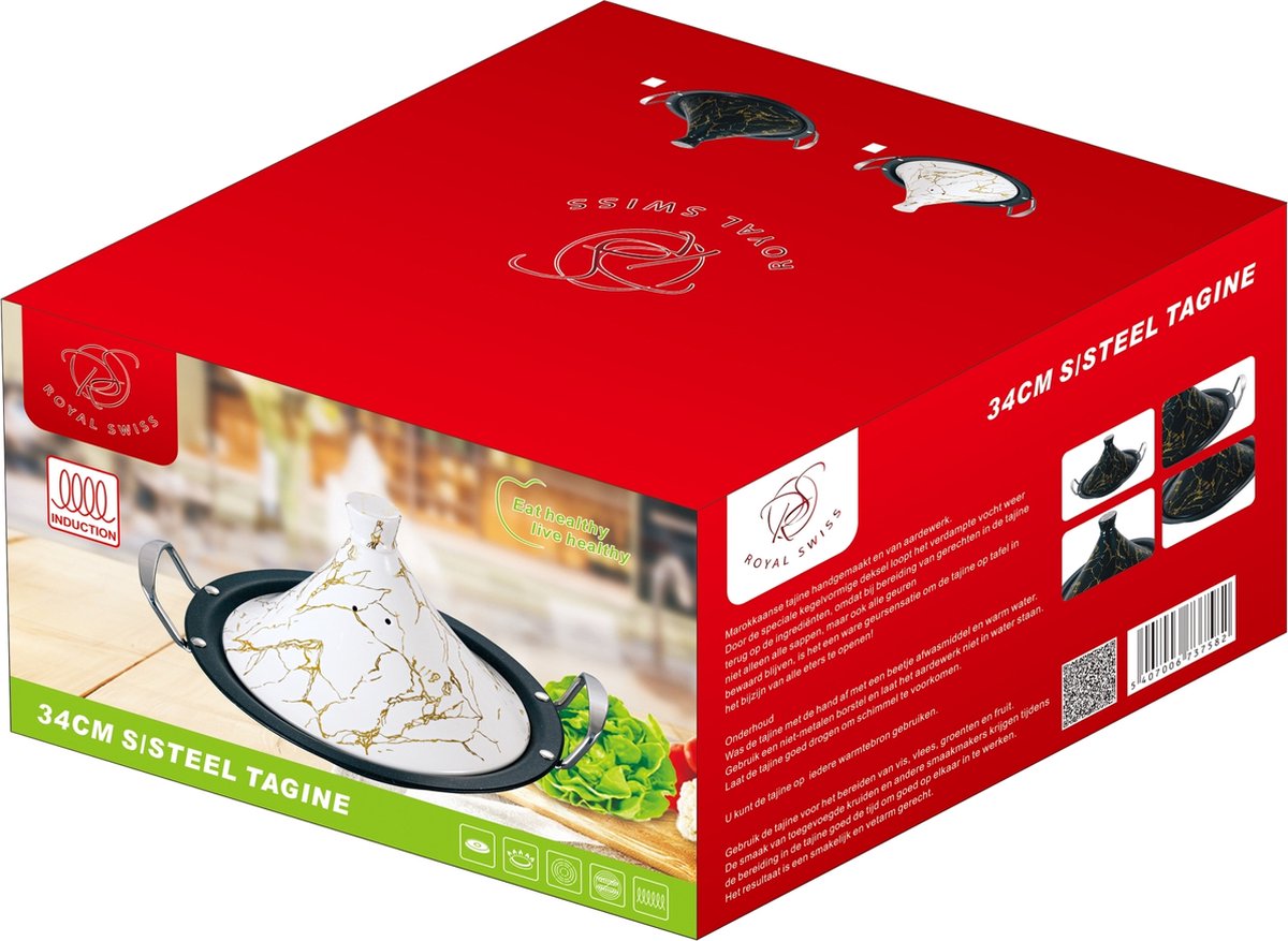 Tajine Royal Swiss 38 cm con manici in acciaio inox