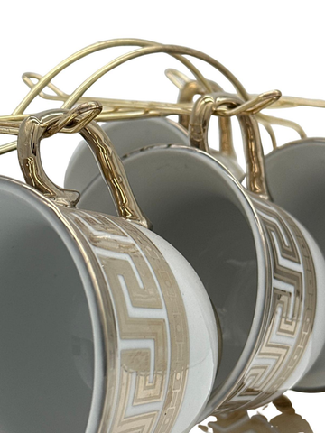 Set da tea 6 tazzine e 6 piattini da portata gold