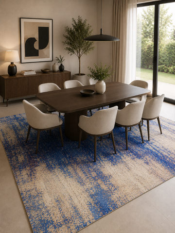 Tappeto Zahiali Notte Reale - Tappeto Moderno Astratto per Soggiorno e Salotto | Antiscivolo e Lavabile | Blu Notte, Viola e Oro