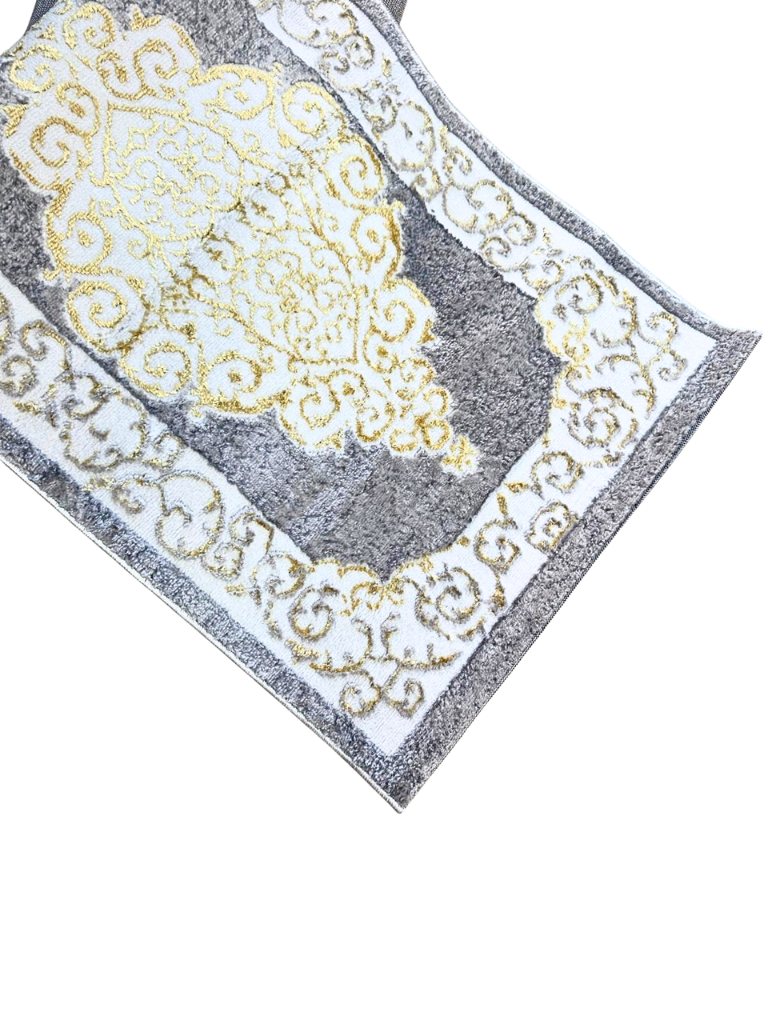 Passatoia Eleganza Argentea - Damascata Grigio e Oro 80x300 cm