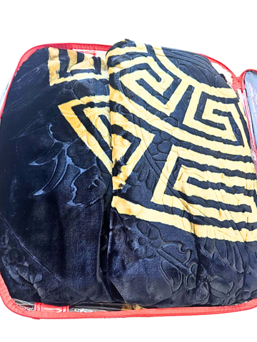 Coperta Matrimoniale Nera e Oro con Greca - 220x240 cm