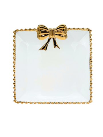 Piatto in ceramica Tous grande bianco Cornice Dorata Porcellana Moderno Da Servizio