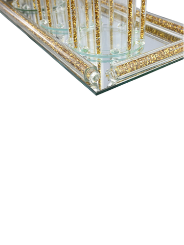 Set Porta Zucchero Oro Motivo Arabo Luxury Vetro Lusso 3 Contenitori