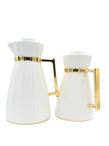 Thermos Doppio elettrico 2 pezzi multiuso capacita 1L e 0.7L Tiene entrambi Freddo e Caldo Biano e Nero