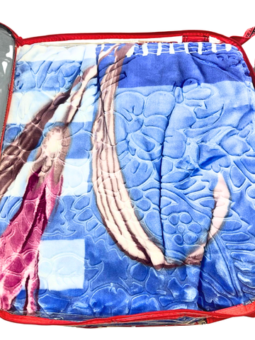 Coperta Matrimoniale 8KG Blu Elettrico con Iris Rosa - 220x240 cm