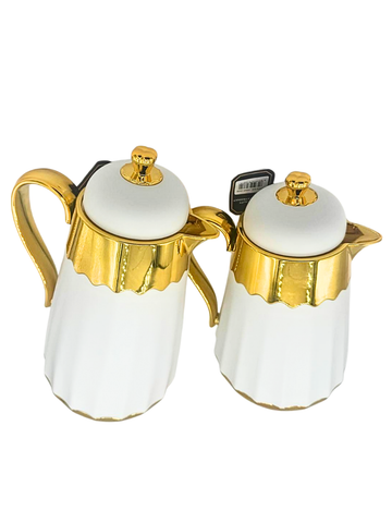 Set 2 Thermos di Lusso Bianco e Oro - Ideale per Caffè e Latte.