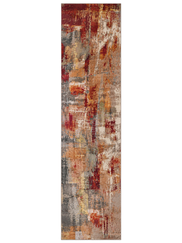 Tappeto Zahiali Fresco d'Autunno - Tappeto Moderno Astratto per Soggiorno e Salotto | Antiscivolo e Lavabile | Rosso Mattone, Terracotta e Ocra