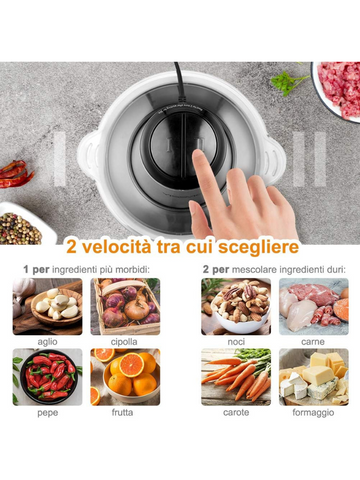 Hachoir Tritatutto Elettrico 3L 5L 500W 1000W 6 4 Lame Trita Spezie Carne Frutta Legumi Sminuzza