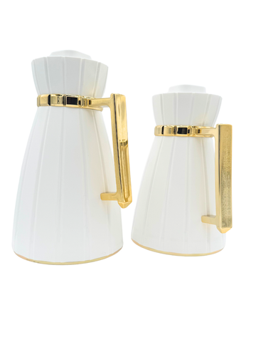 Thermos Doppio elettrico 2 pezzi multiuso capacita 1L e 0.7L Tiene entrambi Freddo e Caldo Biano e Nero