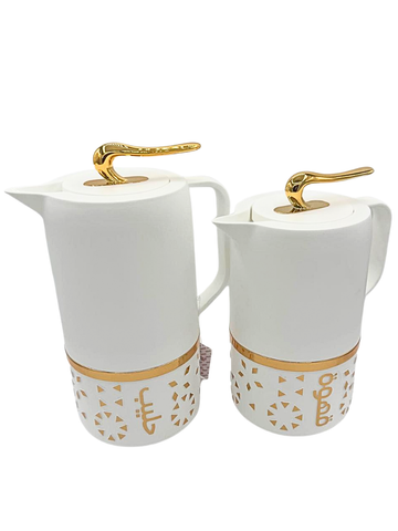 Coppia di 2 Thermos Moderni con Calligrafia e Dettagli Oro