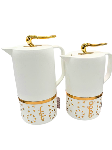 Coppia di 2 Thermos Moderni con Calligrafia e Dettagli Oro