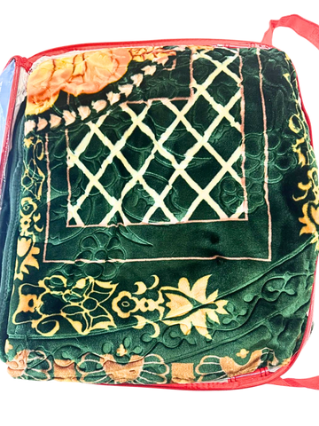 Coperta Matrimoniale Verde Smeraldo con Rose Oro - 220x240 cm