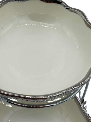 Separatore Portadolci farraka 3 scomparti in oro e argento in porcellana da tavola frutta secca dolci da servizio