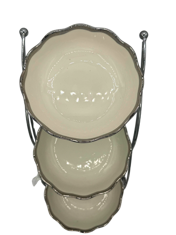 Separatore Portadolci farraka 3 scomparti in oro e argento in porcellana da tavola frutta secca dolci da servizio