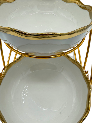 Separatore Portadolci farraka 3 scomparti in oro e argento in porcellana da tavola frutta secca dolci da servizio