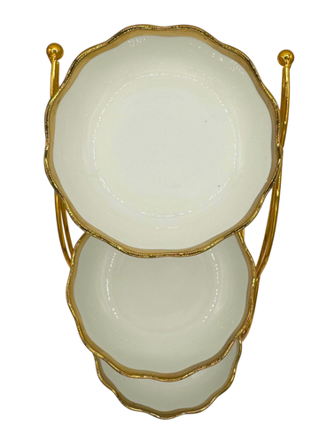 Separatore Portadolci farraka 3 scomparti in oro e argento in porcellana da tavola frutta secca dolci da servizio