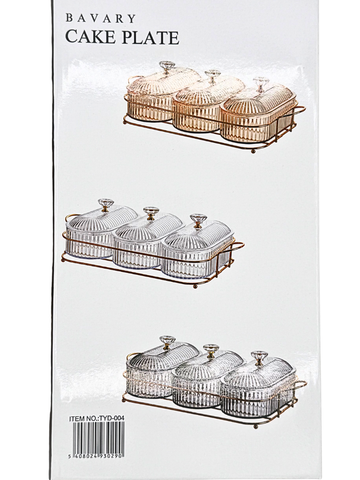 Vassoio porta snack in vetro multi-scomparti con coperchio
