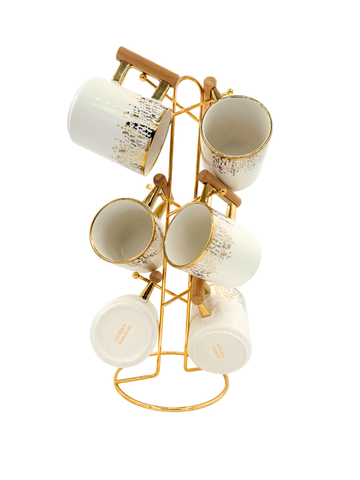 Set 6 Tazze in Porcellana da The Caffe Premium con manico in Legno