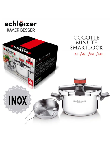Schleizer ® Pentola a Pressione Cocotte In Acciaio Inox Clipso
