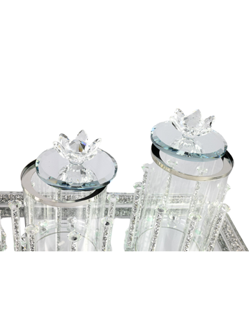 Set Porta Zucchero Oro Motivo Arabo Luxury Vetro Lusso 3 Contenitori