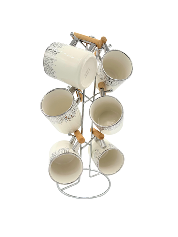 Set 6 Tazze in Porcellana da The Caffe Premium con manico in Legno